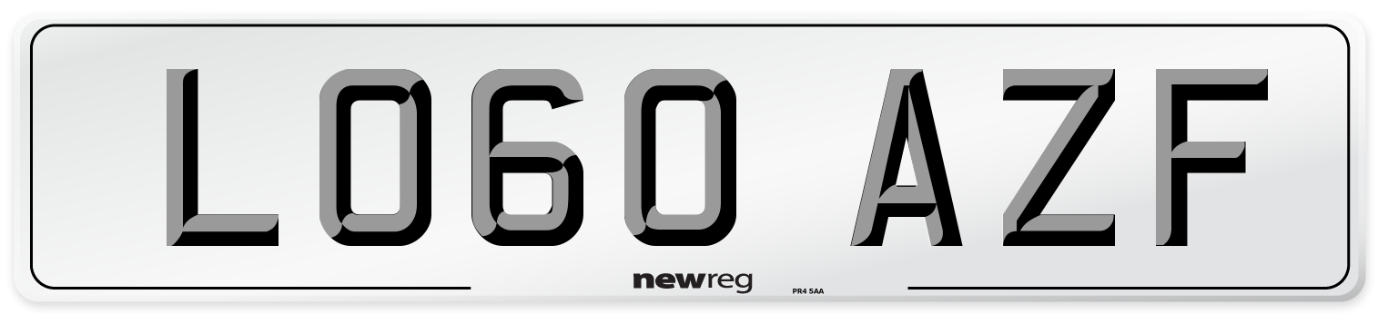 LO60 AZF Number Plate from New Reg